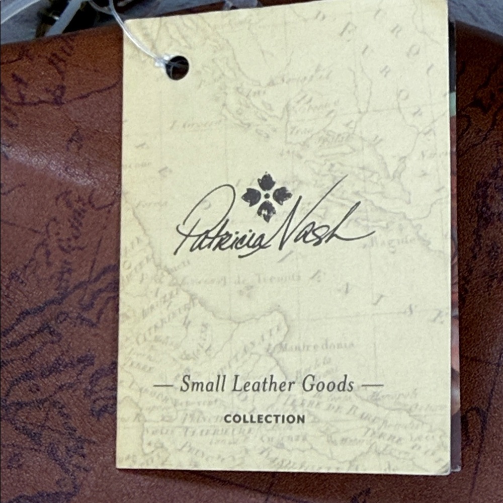Patricia Nash Map Print Brown Leather Wristlet Clutch, NWT - Picture 7 of 10
